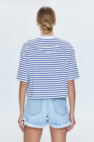 Mae Cropped Tee- Maritime White Stripe